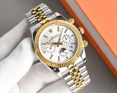 Rolex Oyster Perpetual Replica with Two-tone 9100 Movement 904L Steel 41mm Gold Men Watch